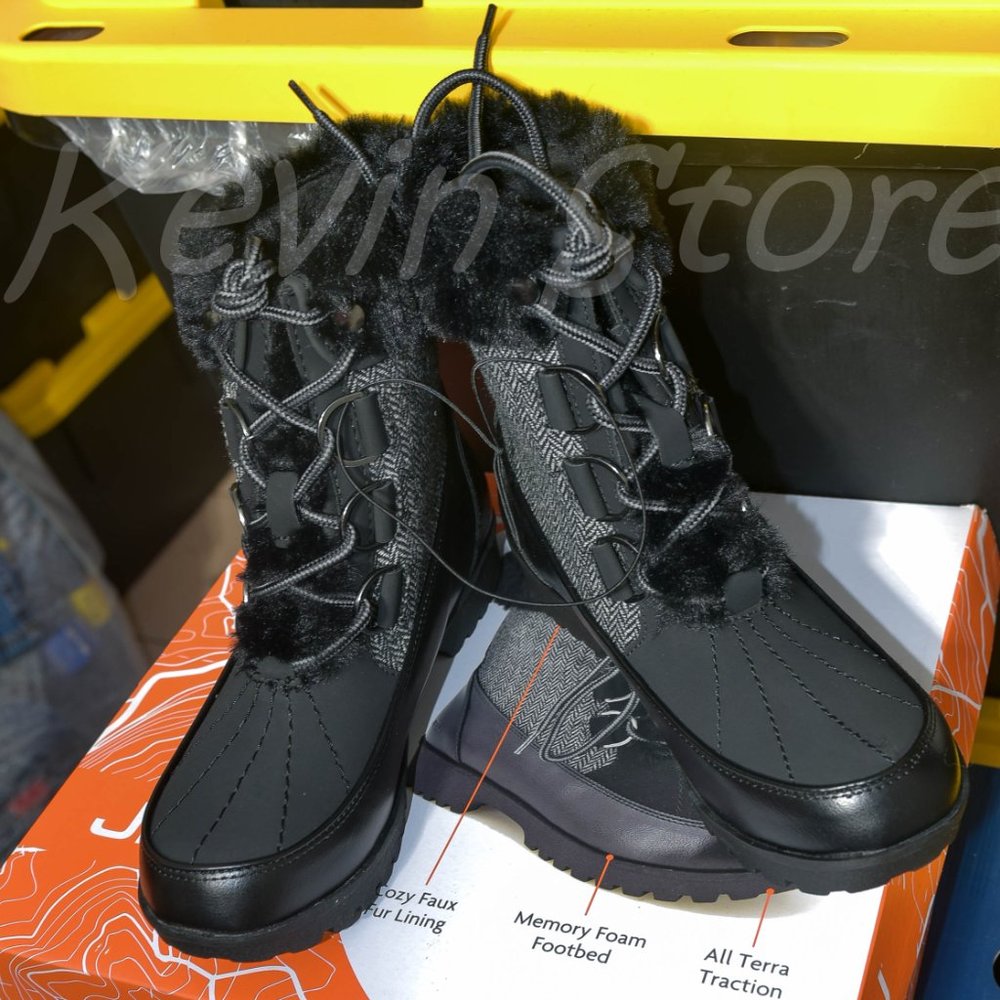 Black/Gray JBU Southgate Herringbone Women's Weather-Ready Winter Boots
